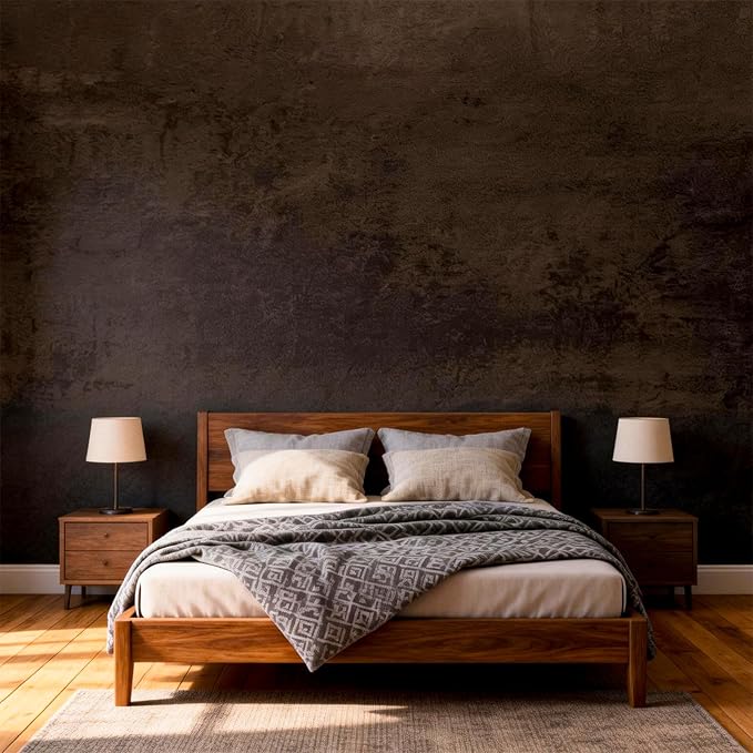 Moody Brown Peel and Stick Limewash Wallpaper 16'' x 590'' Dark Bronze