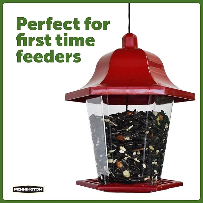 Pennington Songbird Lantern Bird Feeder, Red, 8 inches high 6 inches Wide at top, (100511311) (Pack of 2)