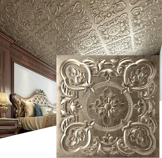 Art3dwallpanels 12 Pack Drop Ceiling Tiles, 24 x 24 Inch High Grade PVC 3D Wall