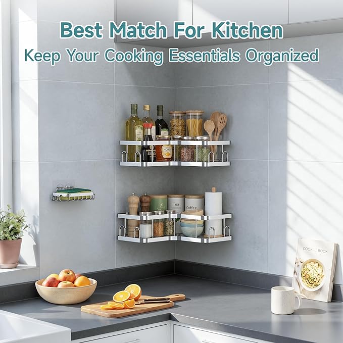 Veken Corner Adhesive Shower Caddy 3-Pack