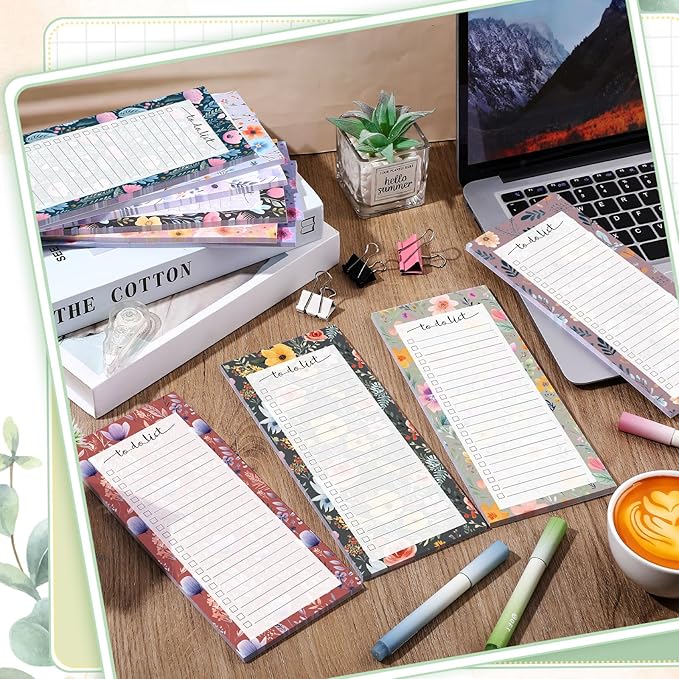Censen 10 Pack 500 Sheets To Do List Notes Daily Checklist Notepads with 50 Sheets Each Undated Color Memo Pad Block Shopping List Pad Weekly Plan Notepad Organizer Planners(Flower Color,Lined)