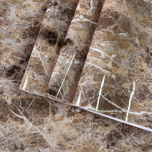 BAYYA Extra Wide Marble Granite Peel and Stick Wallpaper Brown Thicken