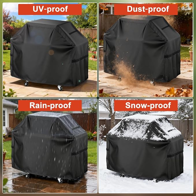 LBTING Grill Cover, 55-inch Heavy Duty 300D Oxford Waterproof Windproof UV Resistant BBQ Gas Grill Cover for Outdoor Barbecue Fit Most Brands Weber, Brinkmann, Char Broil, Holland