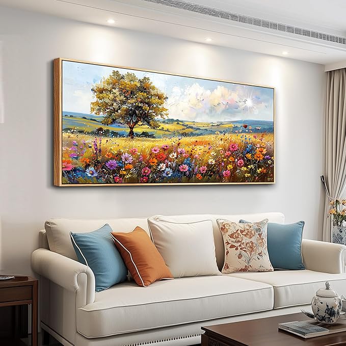 hyidecorart Large Framed Wall Art, Spring Landscape Wall Art, Nature Tree