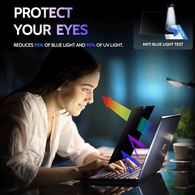 Peslv Privacy Screen for 14.4 Inch Surface Laptop Studio 2/1, MagicSuction™ Removable Anti Spy Black Protector, Glare Blue Light Filter for Microsoft Laptop Computer Monitor