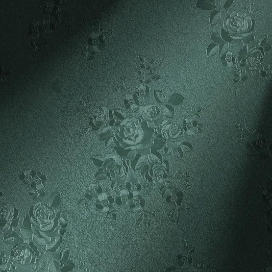 Erfoni 394"x17.7" Dark Green Floral Embossed Wallpaper