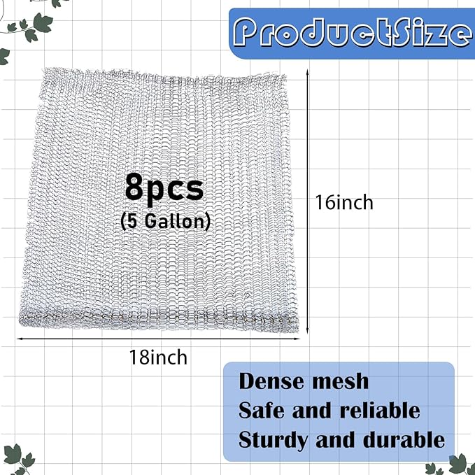 Root Guard Gopher Proof Wire Basket Mole and Vole Mesh Wire Baskets Underground Stainless Steel Wire for Plants Root Protection (Silver, 5 Gallon/ 8 Packs)