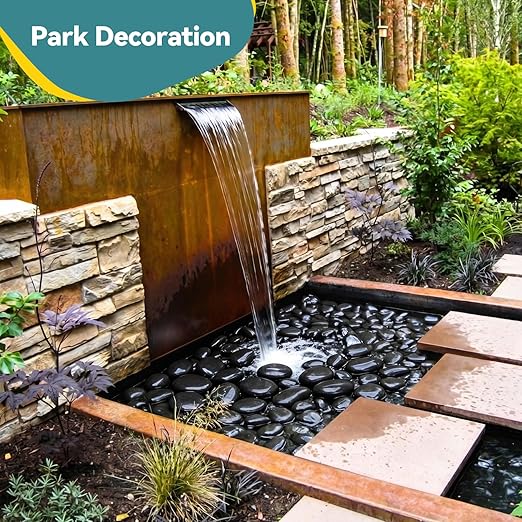 40lbs Black Rocks for Planters, 3-4 Inch Decorative Rocks for Potted Plants, Polished Garden Stones for Outdoor Landscaping, Walkways, Yard, River Rocks for Flower Pots, Vase