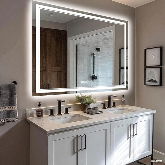EOGOW LED Bathroom Mirror with Lights, 3 Colors Bathroom Mirror, Wall Mounted