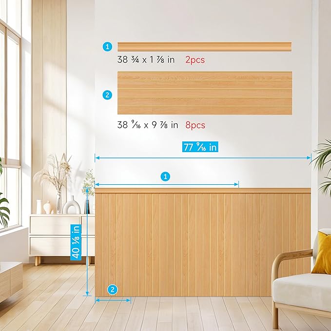 PS Wainscoting Wall Panel Kit, Paintable Waterproof PS Panels