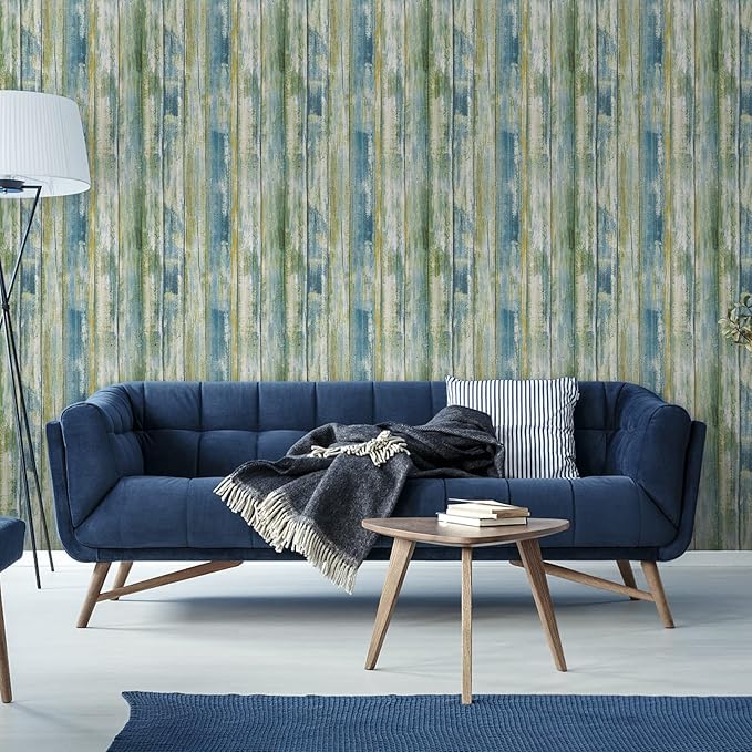 practicalWs 35.4''x 118'' Distressed Wood Wallpaper Self-Adhesive Peel and