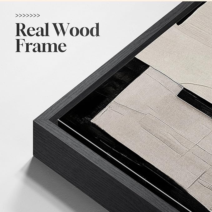 Large Framed Black and White Abstract Wall Art