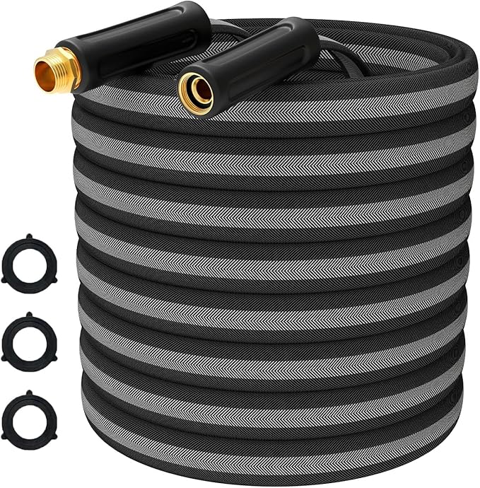 75FT Garden Hose, 2026 New Upgraded Fabric Thickened Non-Expanding Water Hose, Ultra Lightweight & Flexible, Burst-Resistant, Kink-Free Hose 700 PSI for Outside, RV, Yard, 3/4GHT, Black-Gray
