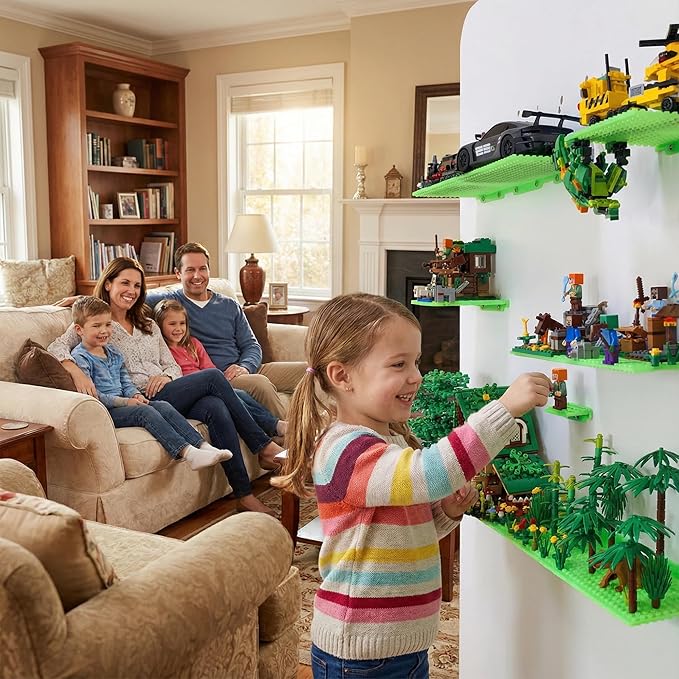 12 Wall Display Shelf for Lego Bricks, 4x5 inch Dual-Sided Floating Shelves
