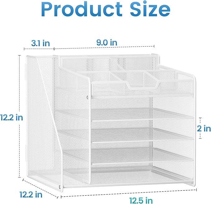Lavatino Desk Organizer with File Holder-White