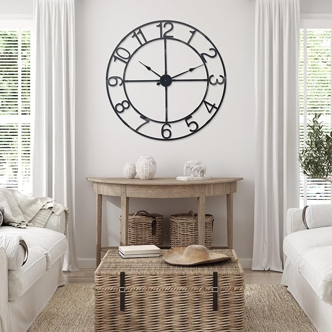 Large Wall Clock for Living Room Decor–48 Inch Silent Non-Ticking Modern