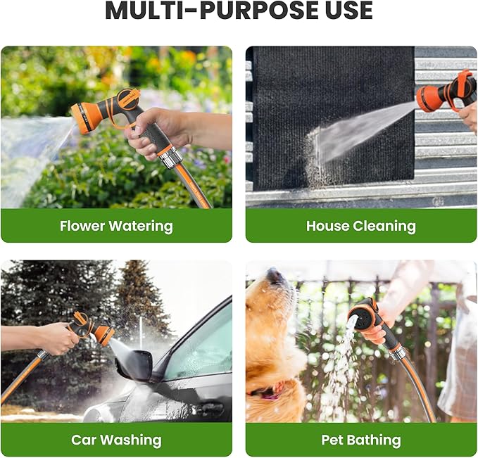 Giraffe Tools 25FT Garden Hose, 5/8" Lightweight Lay Flat Water Hose, No-Kink, Flexible Gardening Hose with Male to Female Aluminum Fitting, Customizable-Length Hose Pipe for Yard