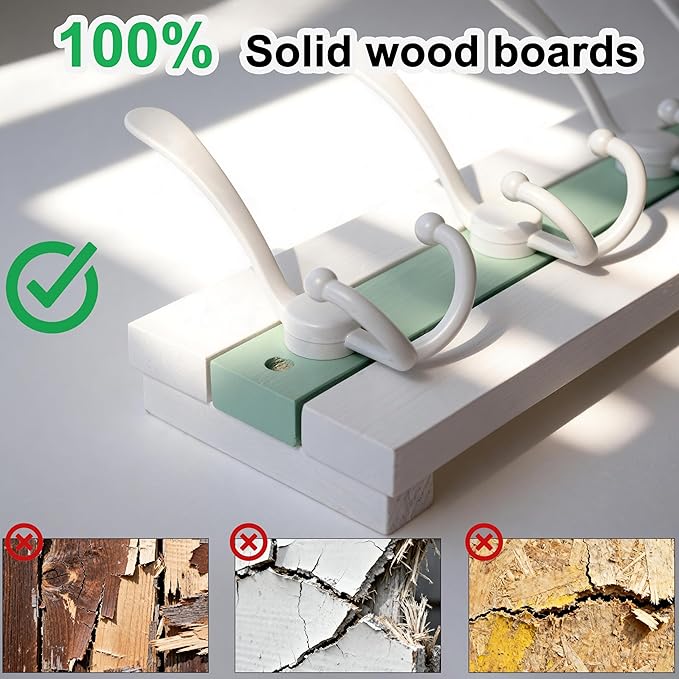 SKOLOO Coastal Coat Rack Wall Mount-38-1/8 Beach House Entryway Wooden Coat Hook