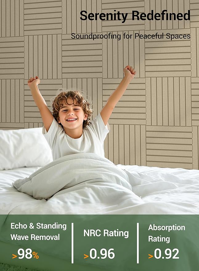 Waister 12 Pack Soundproof Wall Panels, 0.47 inch Thicker High Density Acoustic