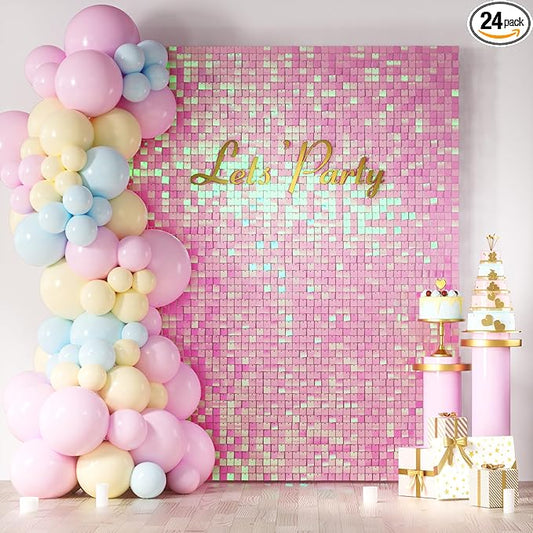 COKAOBE Iridescent Pink Shimmer Wall Backdrop, Photo Backdrops
