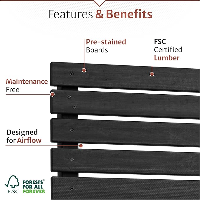 6ft H x 3.1ft W No Dig Enclo Aspen Charcoal Wood Privacy Screen, Decorative