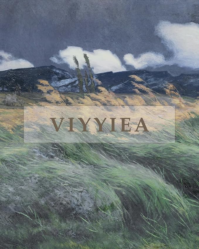 VIYYIEA Extra Large Canvas Wall Art, 36x54 Inch Impressionist Landscape Painting, Moody Windy Field Nature Wall Decor for Living Room or Bedroom, Above Sofa
