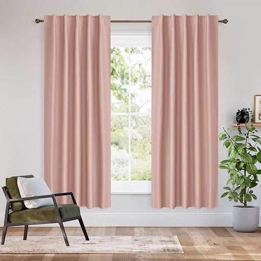 RYB HOME Bedroom Blackout Curtains 72 inches Long, 100% Blackout Thermal
