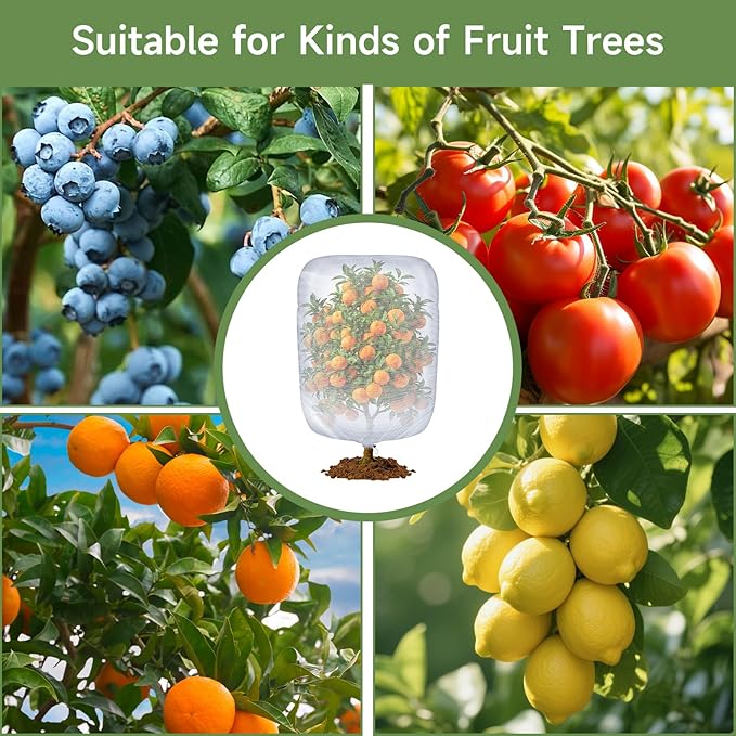 Bird Netting for Blueberry Bushes, 3 Pack 4.9 X 3.2 Ft Cicada Netting for Fruit Trees, Blueberry Bush Netting Cover, Protective Garden Plant Covers for Tomatoes, Flowers, Vegetables