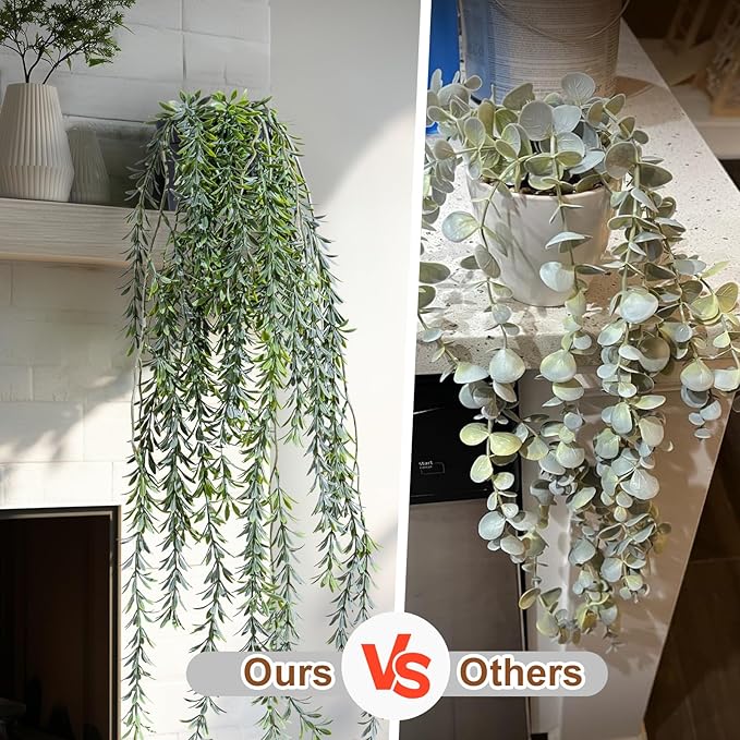 Artificial Hanging Plant 2 Pcs Faux Plant Ivy Vine Faux Eucalyptus Vines Fake
