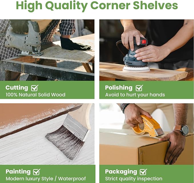 NATURE'S SOURCE Corner Floating Shelves Set of 3, Corner Shelves Wall Mounted