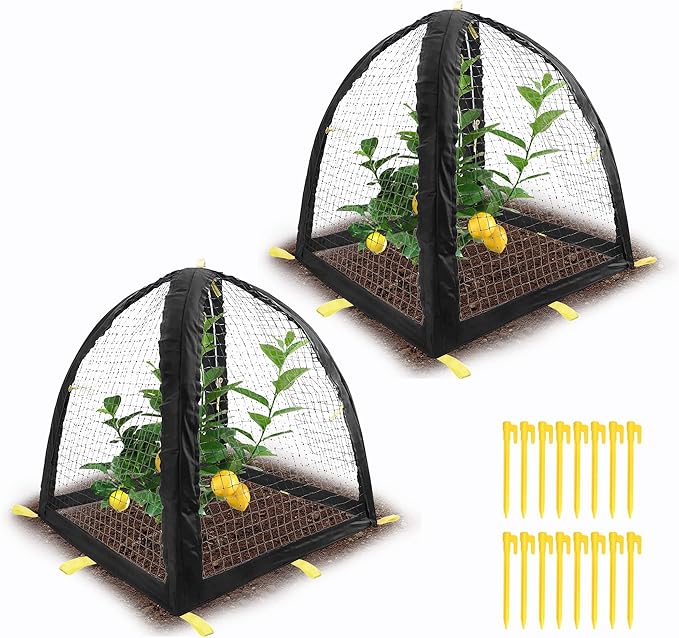 2PCS Pest Guard Cover-22 x 22 x 23 Inch Mesh Plant Cover for Pests-Garden Plants Cloche Tent for Protect Plants Vegetables Fruits Shrubs from Squirrel Animal Eating