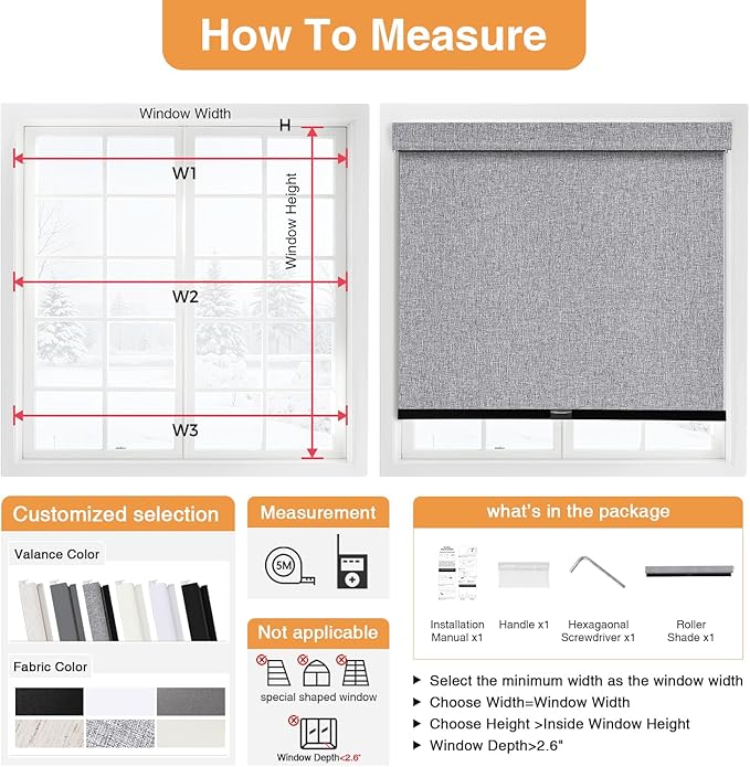 AOSKY No Drill Cordless Blackout Roller Shades