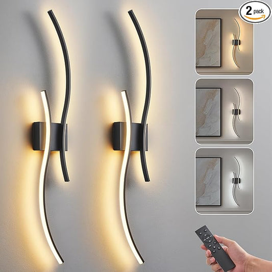 Battery Operated Wall Sconce Set of 2, Dimmable Modern LED Rechargeable Wall