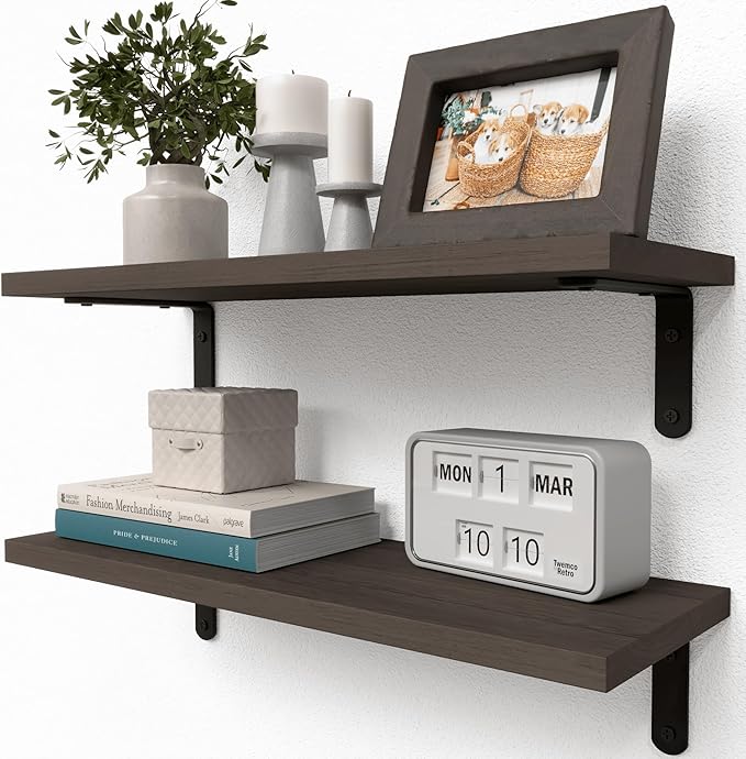 RICHER HOUSE Floating Shelves for Décor, Rustic Wood Wall Shelves for Bedroom