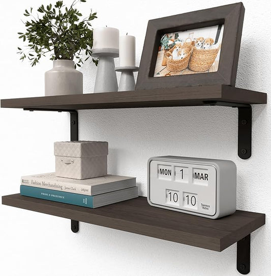 RICHER HOUSE Floating Shelves for Décor, Rustic Wood Wall Shelves for Bedroom
