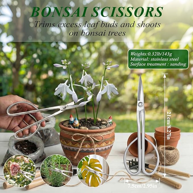 Bonsai Tools Set, 3-Piece Bonsai Tree Tools – Includes Knob Cutter, Concave Cutter, Bonsai Scissors for Precision Trimming and Plant Care, Bonsai Trimming Kit 3 tools