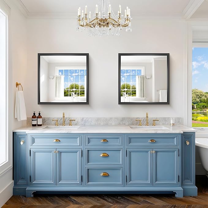24x24 Square Black Mirror, Bathroom Mirrors