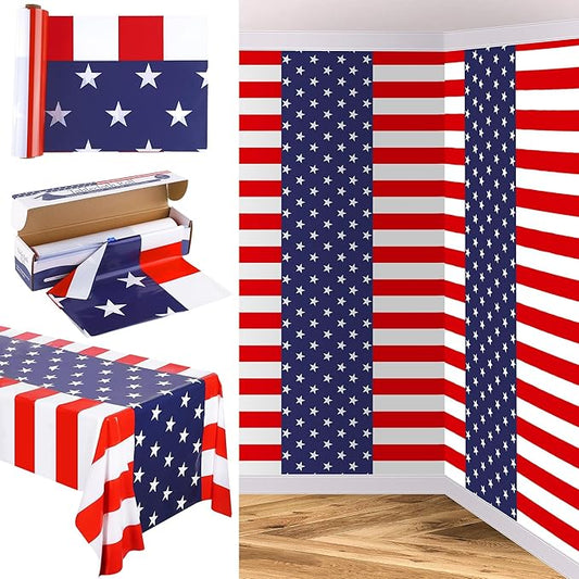 Kochorie 100 Ft x 54 Inch 4th of July Tablecloth Roll in Slide Cutter Box