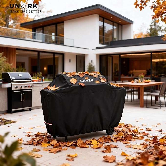 Grill Cover for Outdoor Grill 65 inch, Gas Grill Covers Heavy Duty Waterproof Suitable for Weber Genesis 2, All Weather Protection 65 Inch Grill Cover 65" L x 24" W x 46" H Black