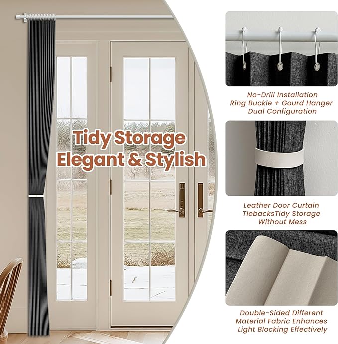 AJAZZ Blackout Accordion Door Curtain 98"x84" Black