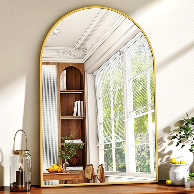 XRAMFY 20"x30" Gold Arched Bathroom Mirror