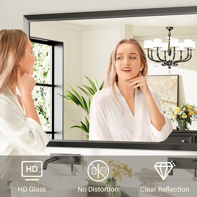Briivue 60x36 Inch Black Bathroom Mirror