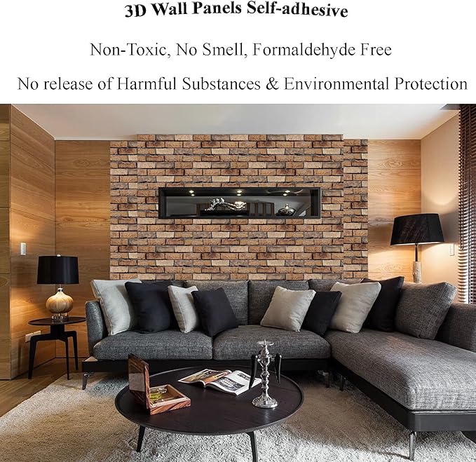 3D Wall Panels Peel and Stick, 10 Pack 3D Waterproof Self-Adhesive Wallpaper