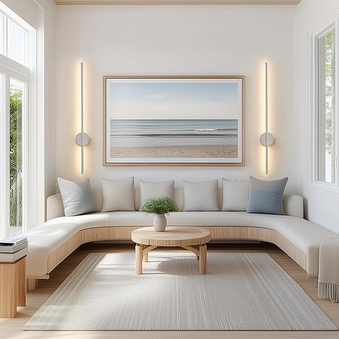 Battery Operated Modern Wall Sconces, Dimmable Wireless Wall Light Set of Two