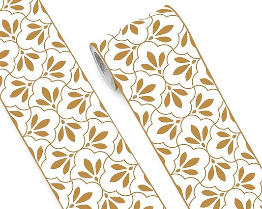 FLFK Wallpaper Border Gold and White Patterns Peel and Stick Wall Border Self