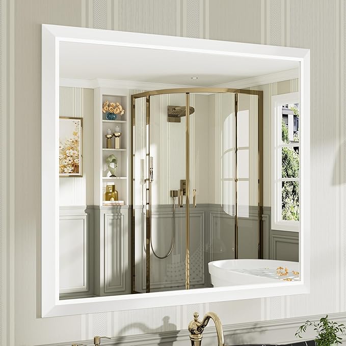 40x36 Inch White Bathroom Mirror