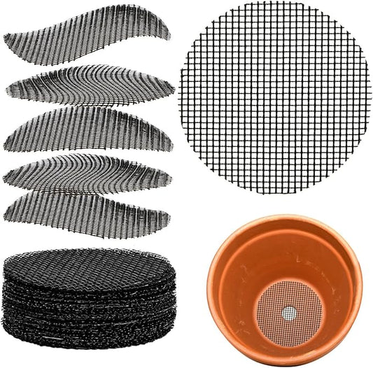 50 Plant Pots Hole Mesh Pad - MAQIHAN Flower Pot Mesh Mat Terrarium Potting Eye Mesh Mats Pot Substrate Barrier 2 Inch Net Bonsai Gardening Grid Ceramic Drainage Hole Mesh Screen Prevent Soil Leaking