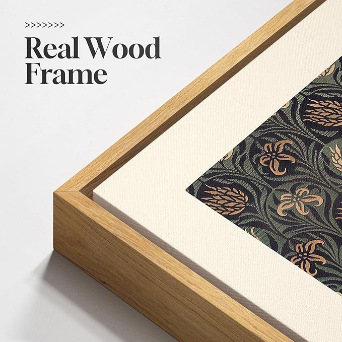 Framed Vintage William Morris Canvas Wall Art Set of 3, Nature Rustic Botanical