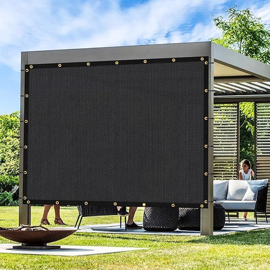 Artpuch Outdoor Pergola Shade Cover 15x15 FT Sun Shade Cloth with Grommets Black 90% UV Protection Canopy Patio Privacy Screen (Customized Available)