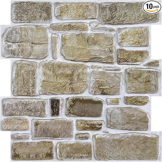 COMSTICKC 3D Faux Stone Peel and Stick Wall Panel, Faux Brick Wall Panels